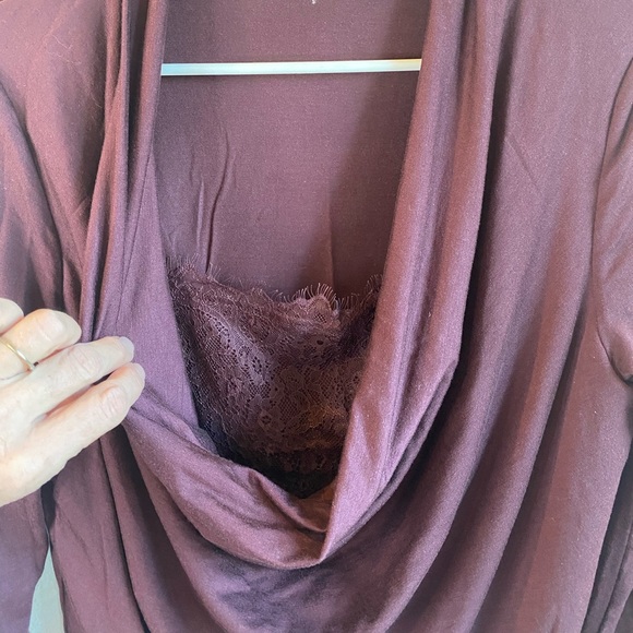 BOGO! Garnet Hill ‘Lace Inset Cowl Neck’ top - Picture 5 of 10